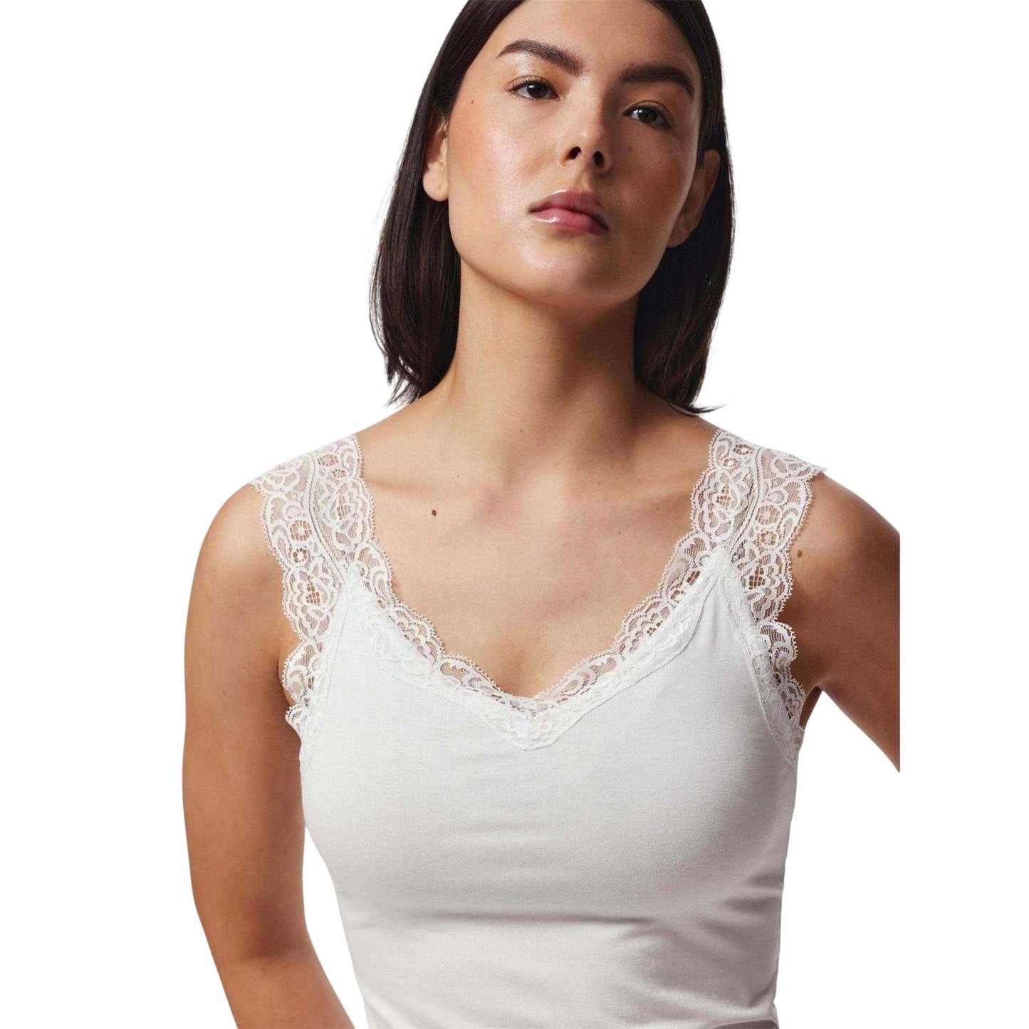 Bright White - Side - Pieces Womens-Ladies Fitted Vest Top