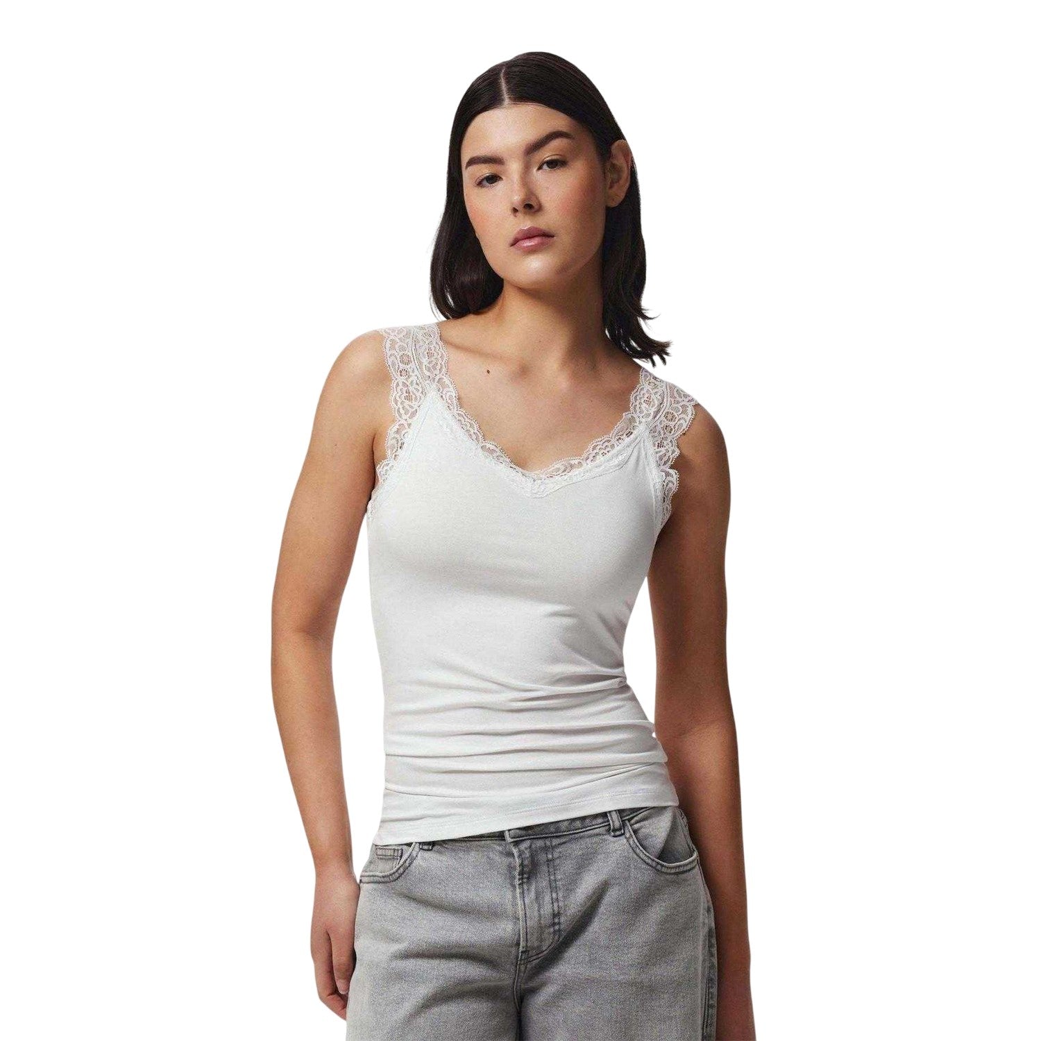 Bright White - Lifestyle - Pieces Womens-Ladies Fitted Vest Top