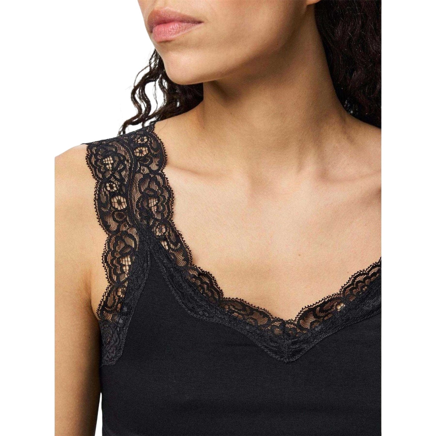 Black - Side - Pieces Womens-Ladies Fitted Vest Top