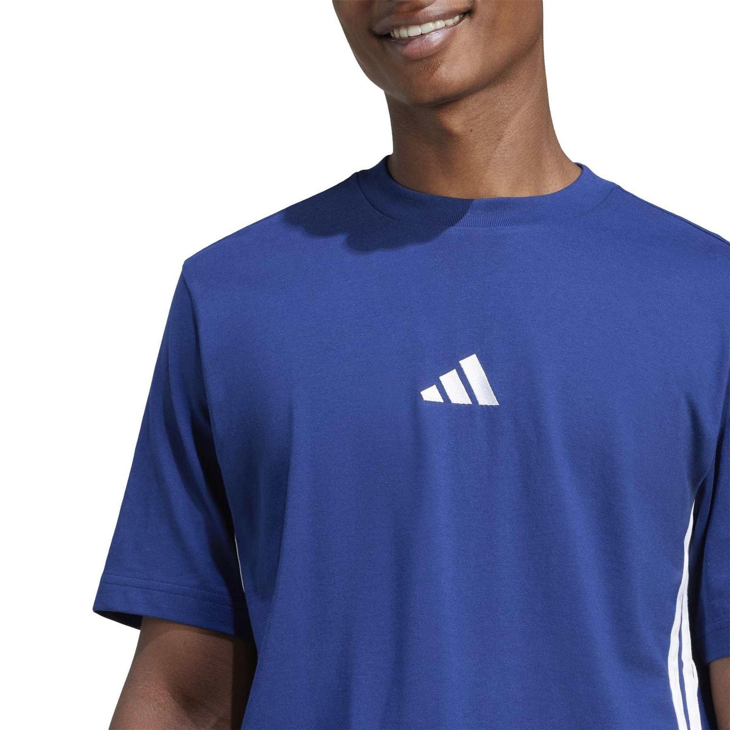 Dark Blue-White - Side - Adidas Mens Essentials Logo T-Shirt
