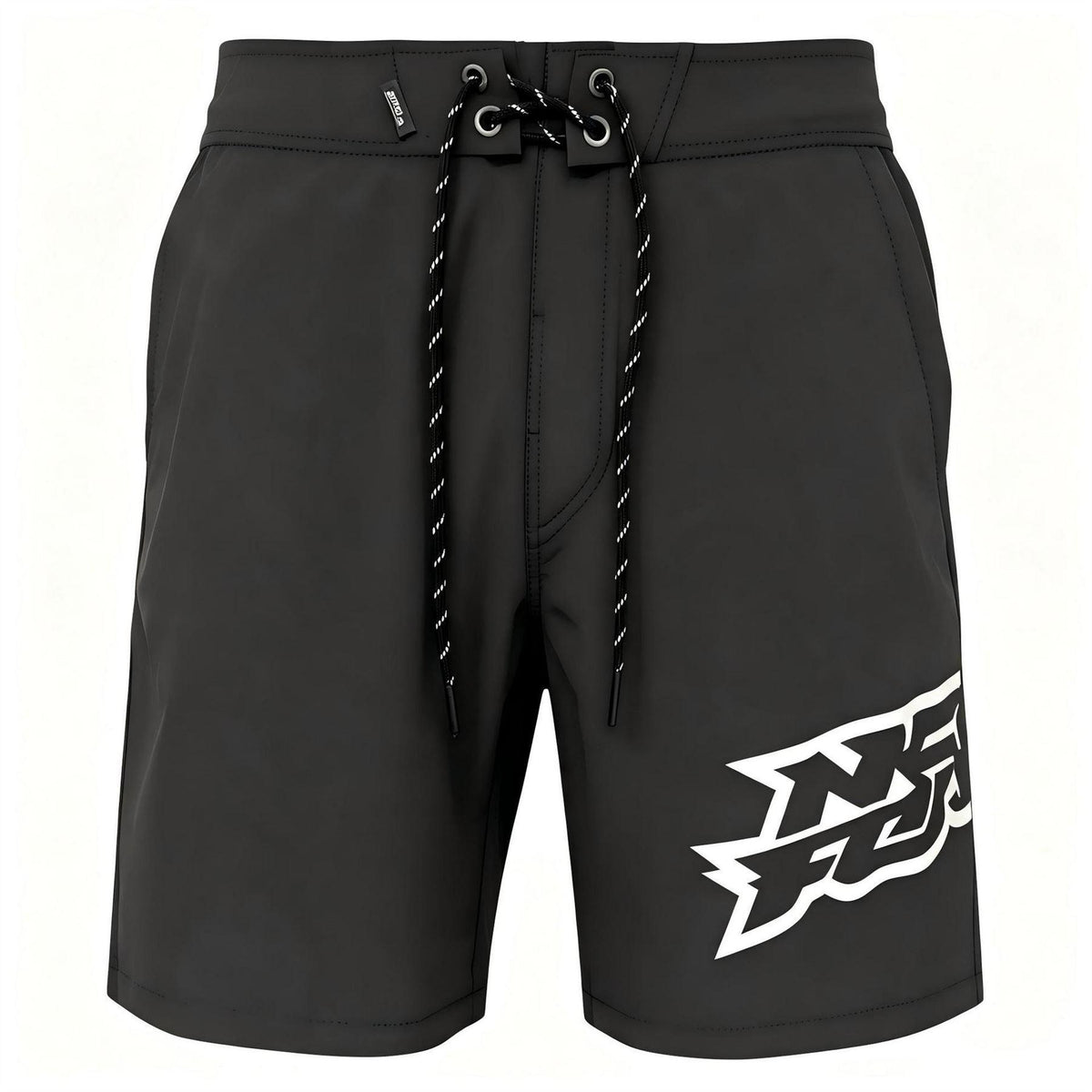 Black-Reflective Black - Front - No Fear Mens Logo Swim Shorts