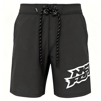 Black-Reflective Black - Front - No Fear Mens Logo Swim Shorts