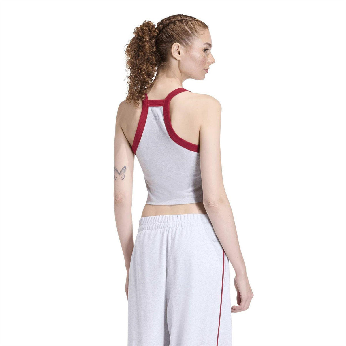 Light Grey - Back - Adidas Womens-Ladies Performance Embroidered Logo Athletic Sleeveless Tank Top