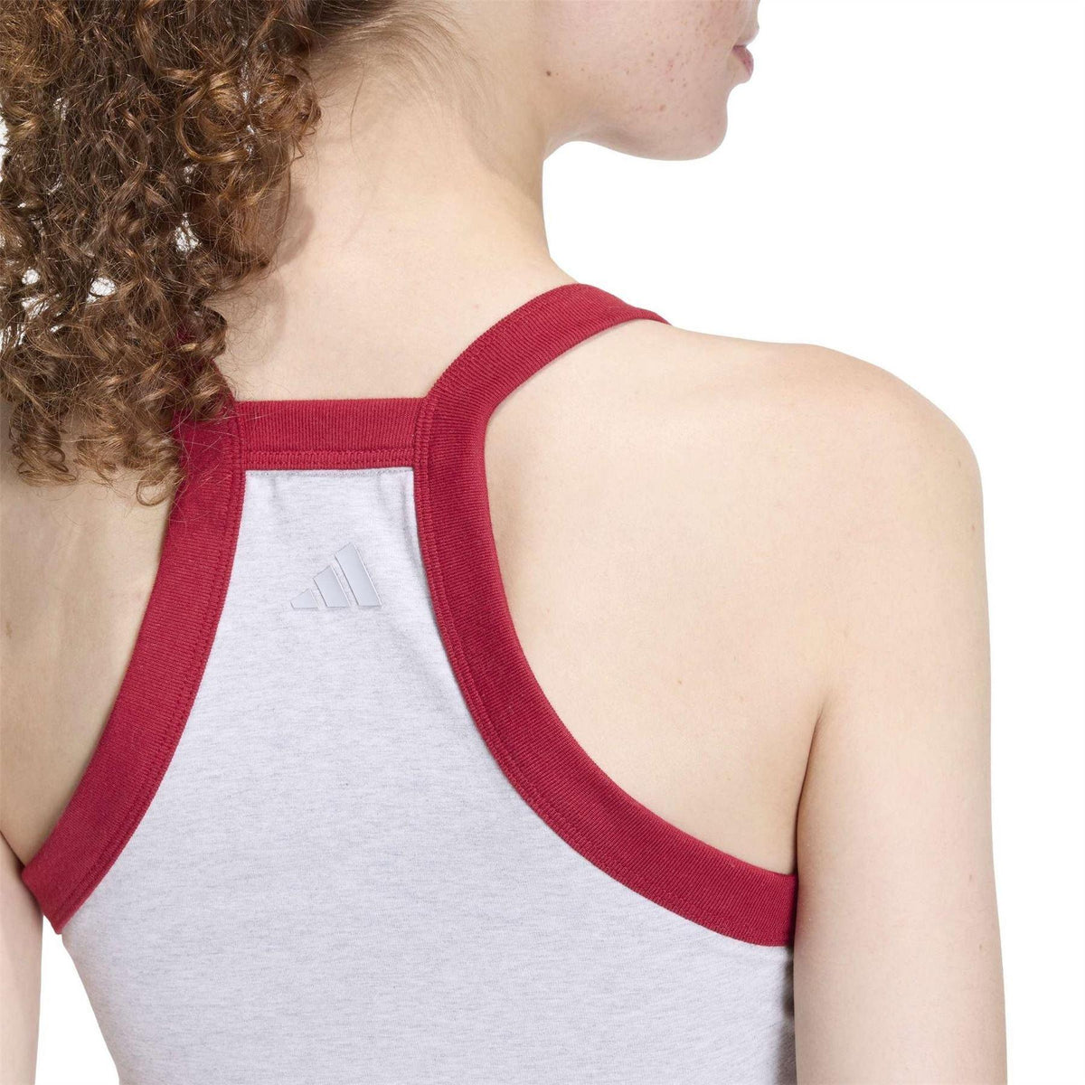 Light Grey - Side - Adidas Womens-Ladies Performance Embroidered Logo Athletic Sleeveless Tank Top