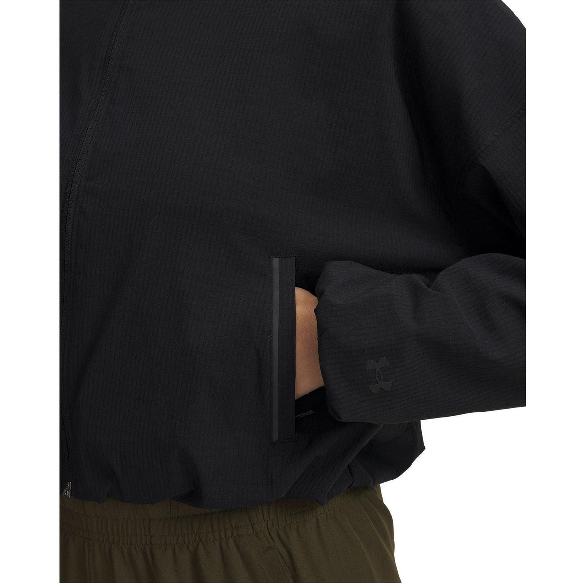 Black - Side - Under Armour Womens-Ladies Unstoppable Woven Jacket