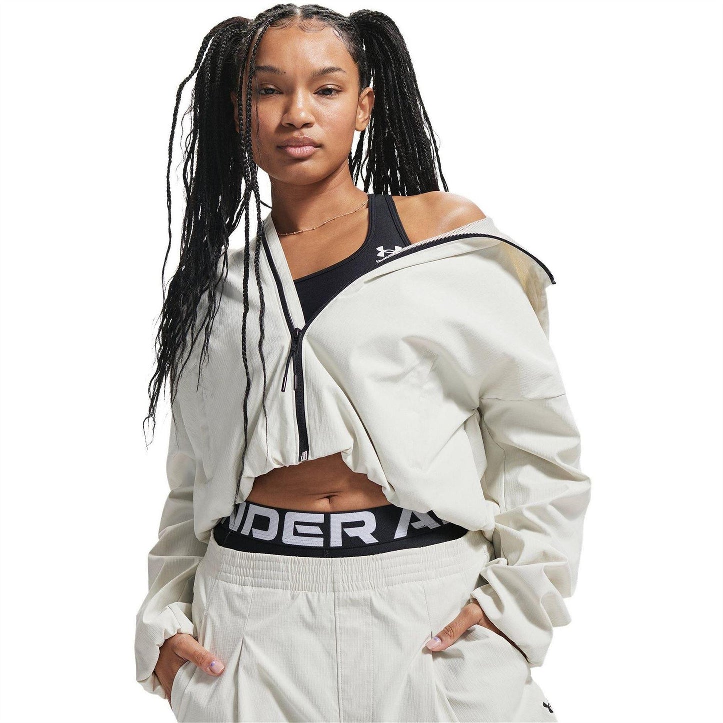 White - Front - Under Armour Womens-Ladies Unstoppable Woven Jacket