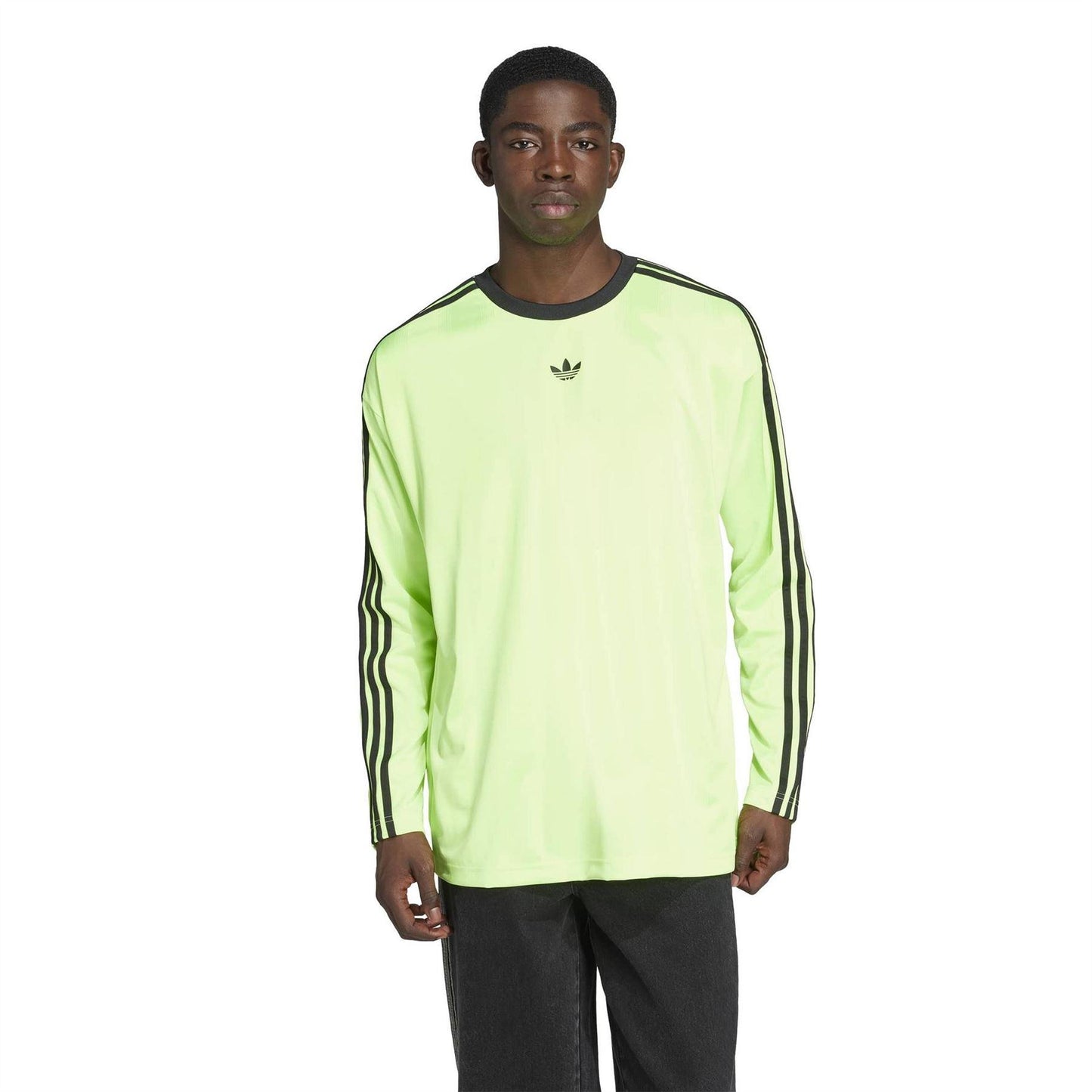 Signal Green - Back - Adidas Mens Jacquard Long-Sleeved Competition T-Shirt