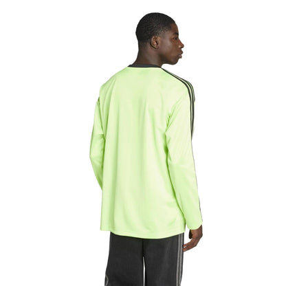 Signal Green - Side - Adidas Mens Jacquard Long-Sleeved Competition T-Shirt