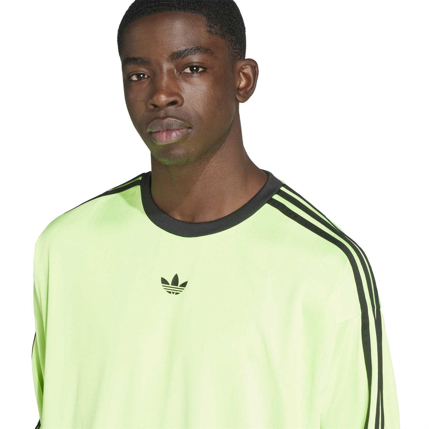 Signal Green - Pack Shot - Adidas Mens Jacquard Long-Sleeved Competition T-Shirt