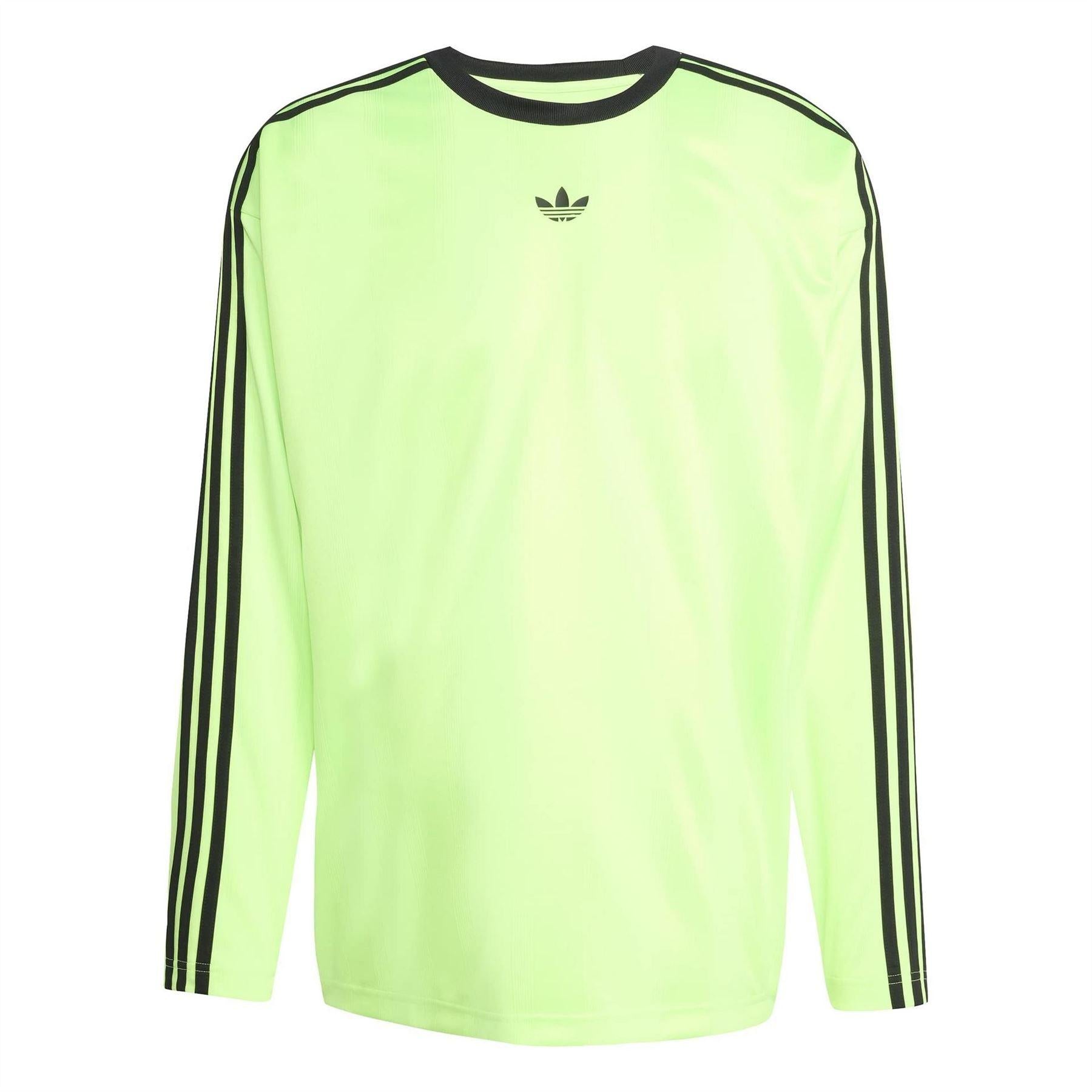 Signal Green - Front - Adidas Mens Jacquard Long-Sleeved Competition T-Shirt
