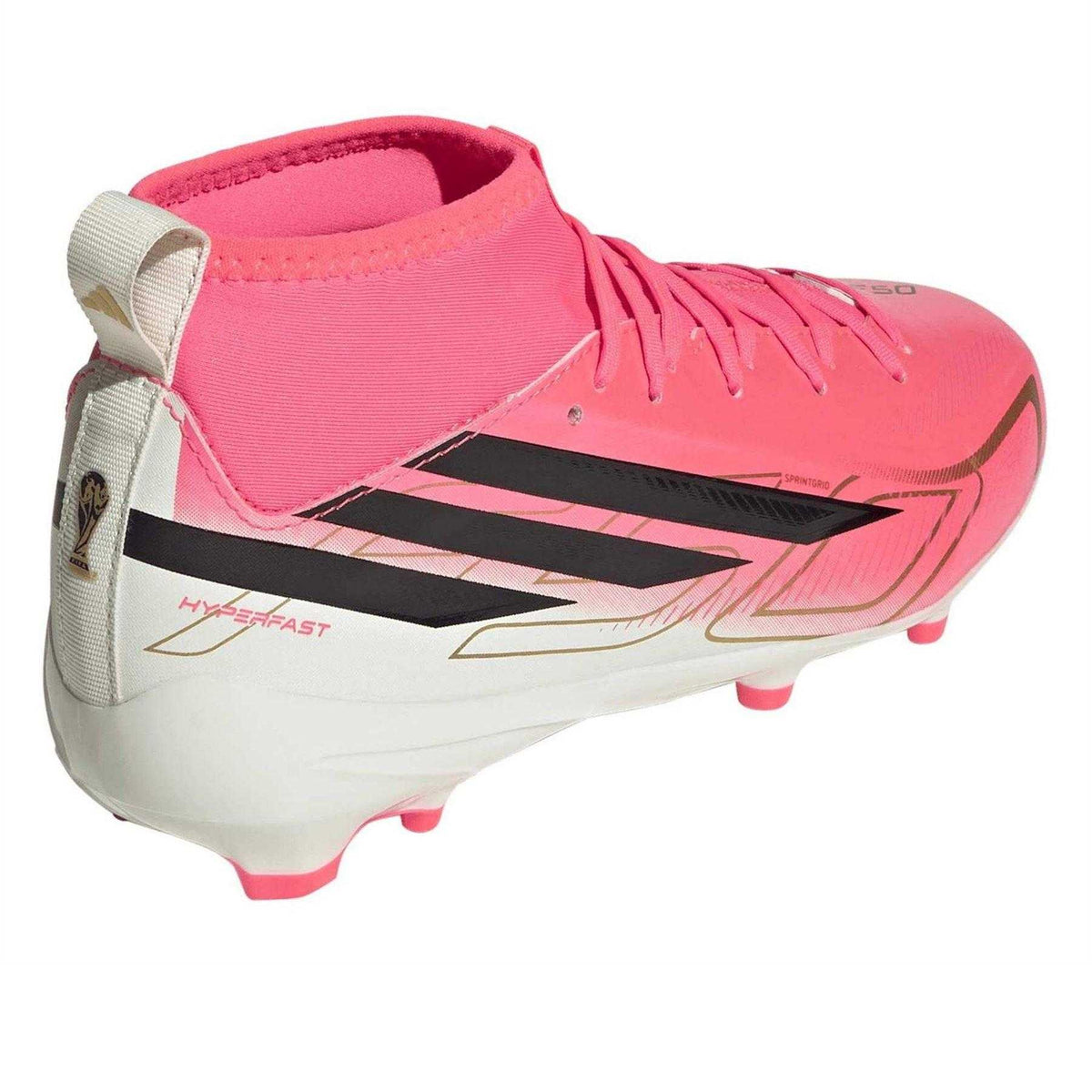 Pink-White - Back - Adidas Childrens-Kids League Multi Ground Mid Cut Football Boots
