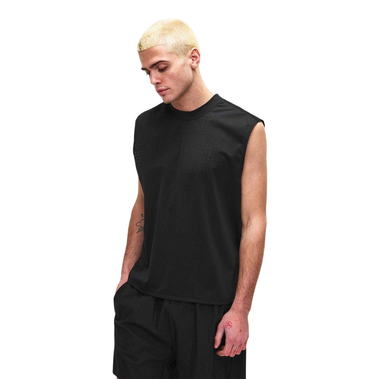 Black - Side - Couture Club Mens Perforated Training Tank Top