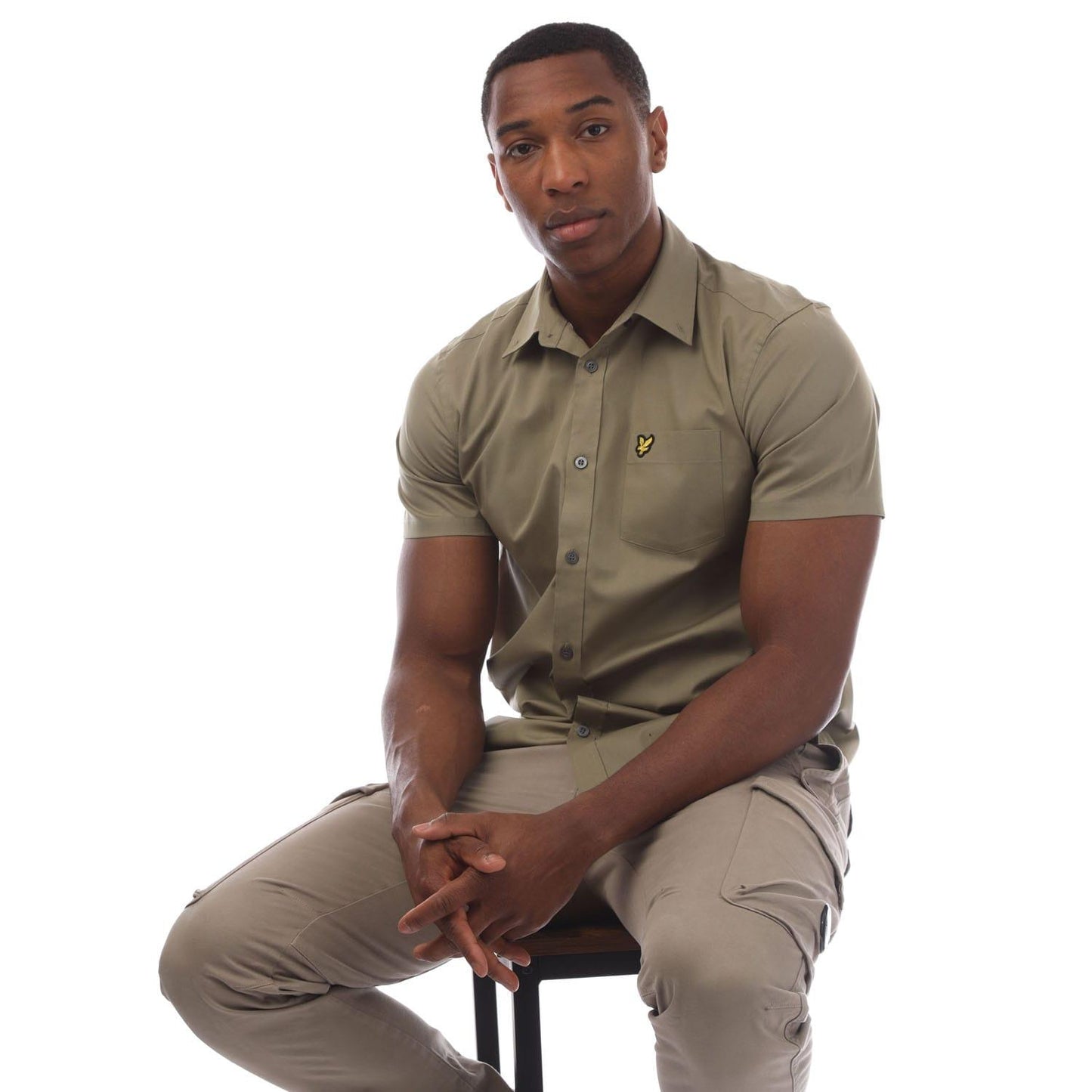 Olive - Lifestyle - Lyle & Scott Mens Poplin Short-Sleeved Shirt