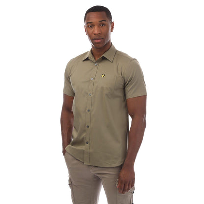 Olive - Front - Lyle & Scott Mens Poplin Short-Sleeved Shirt