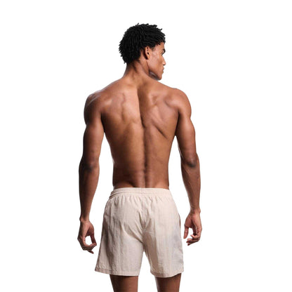 Taupe - Back - Emporio Armani EA7 Mens Logo Swimming Trunks