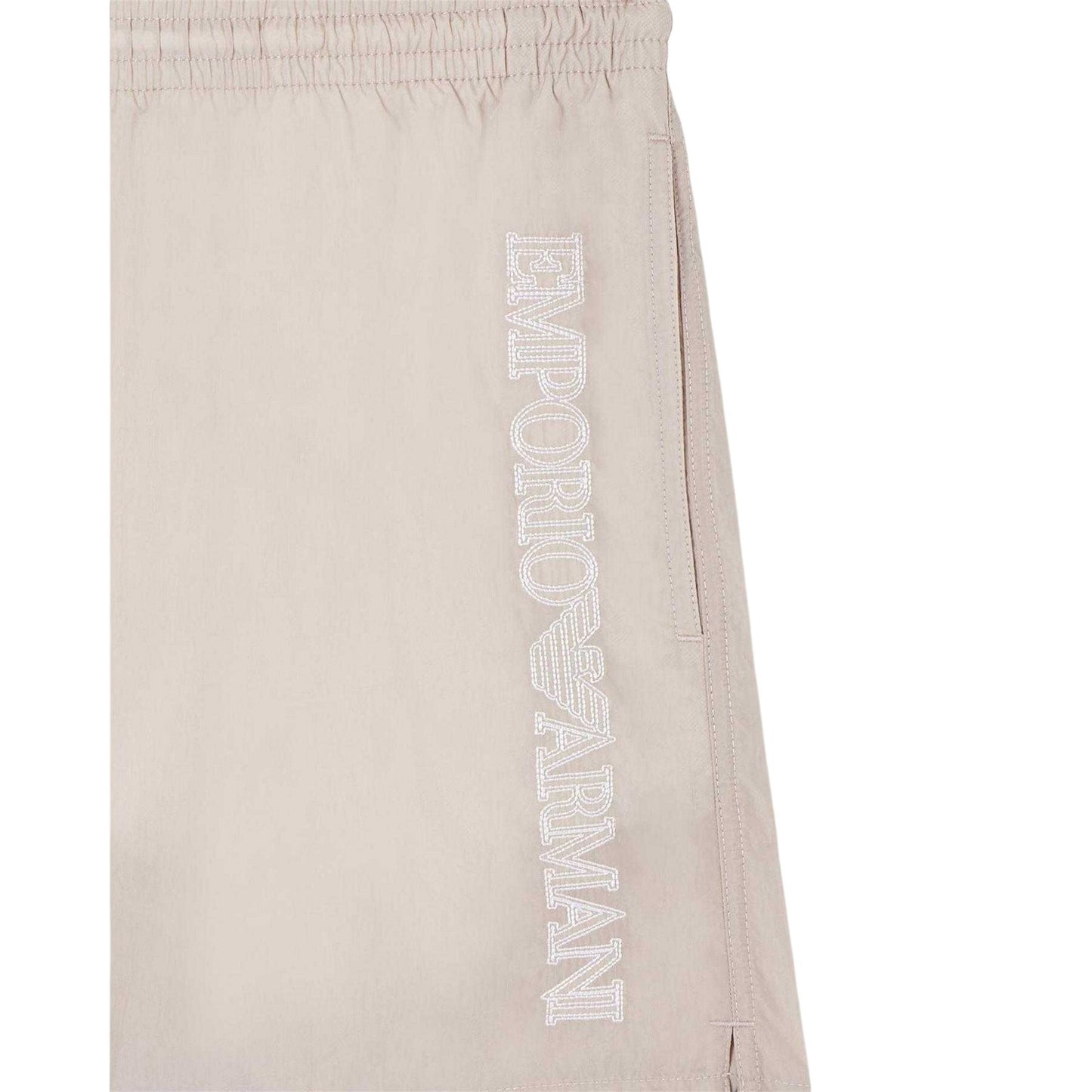 Taupe - Side - Emporio Armani EA7 Mens Logo Swimming Trunks