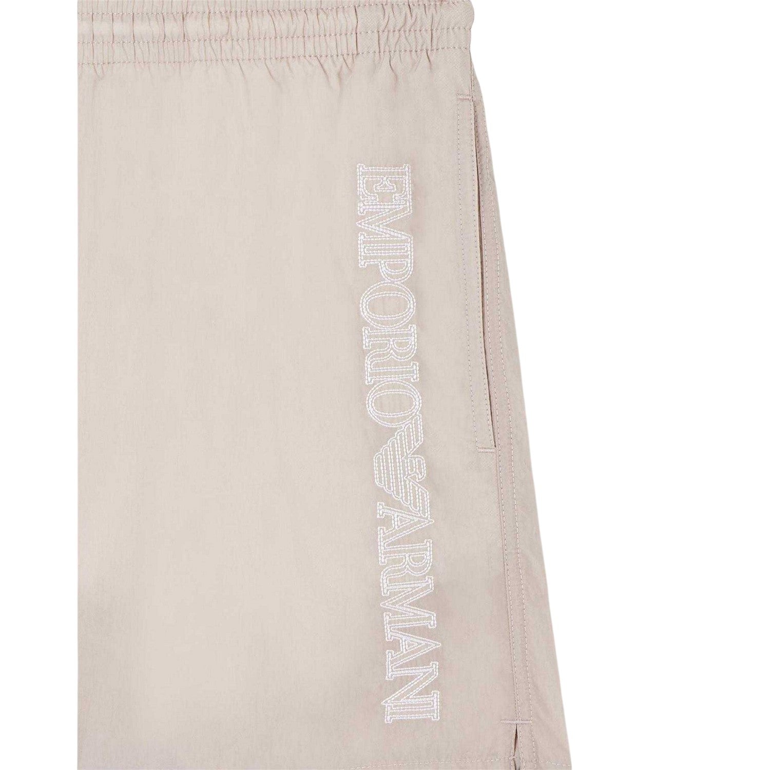Taupe - Side - Emporio Armani EA7 Mens Logo Swimming Trunks