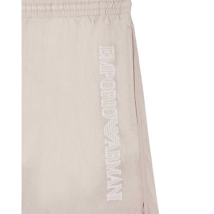 Taupe - Side - Emporio Armani EA7 Mens Logo Swimming Trunks