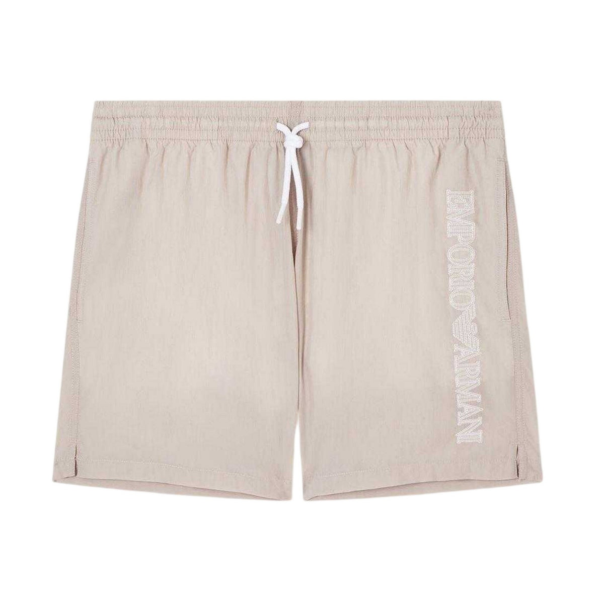 Taupe - Front - Emporio Armani EA7 Mens Logo Swimming Trunks