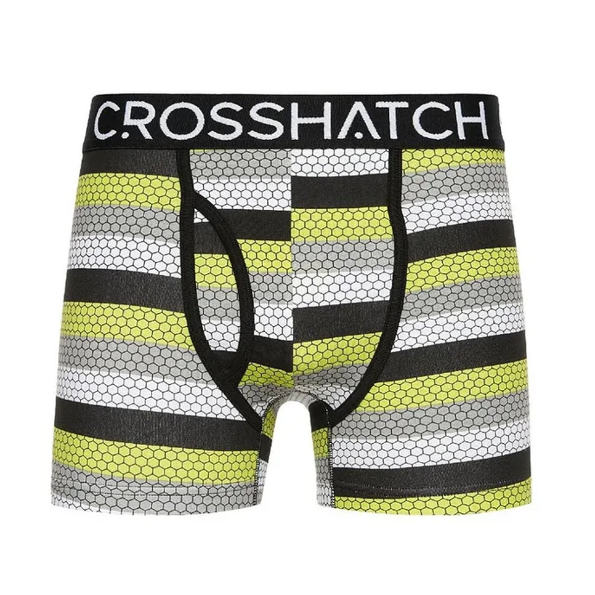 Lime - Side - Crosshatch Mens Crystaline Geometric Boxer Briefs (Pack of 3)