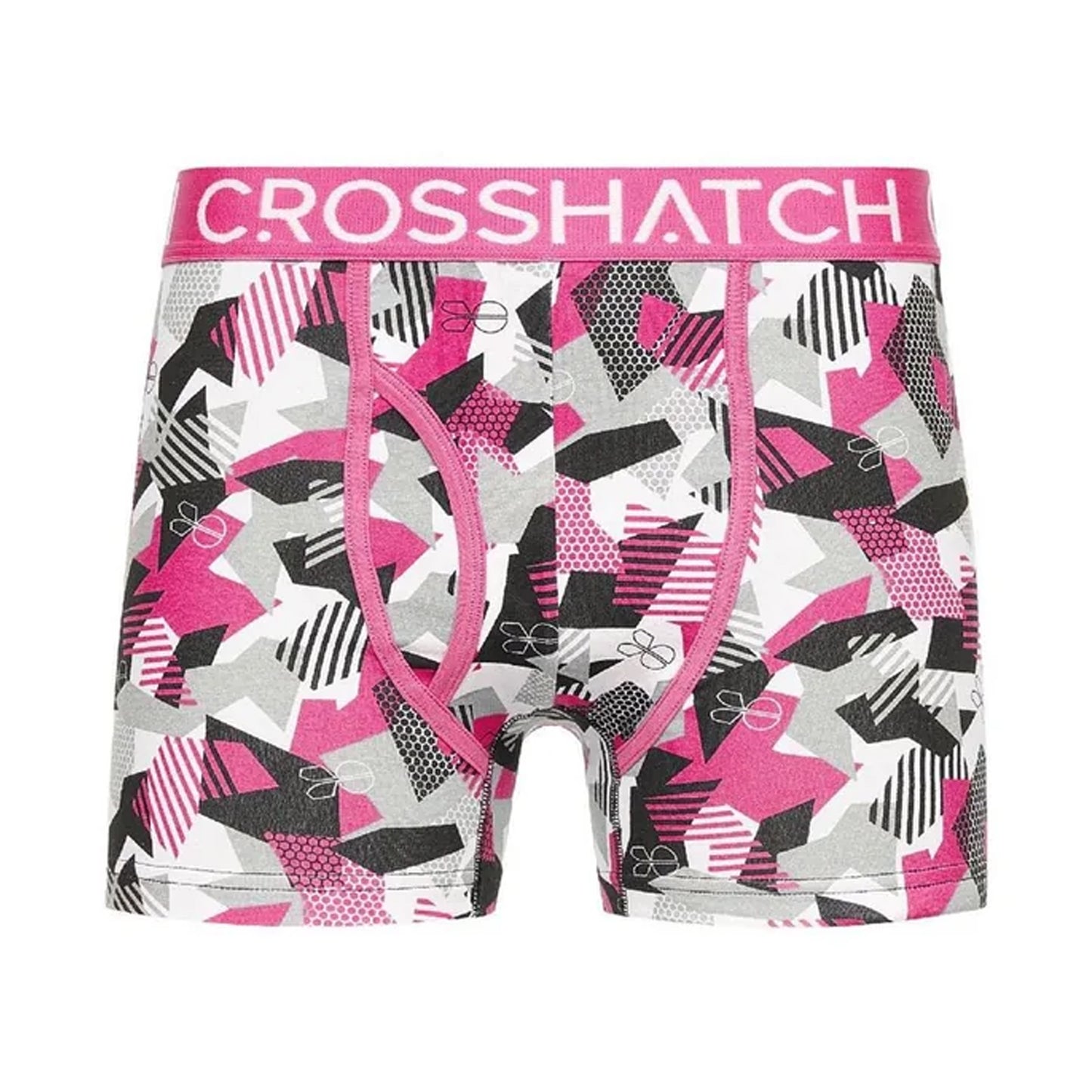 Fuchsia - Back - Crosshatch Mens Crystaline Geometric Boxer Briefs (Pack of 3)