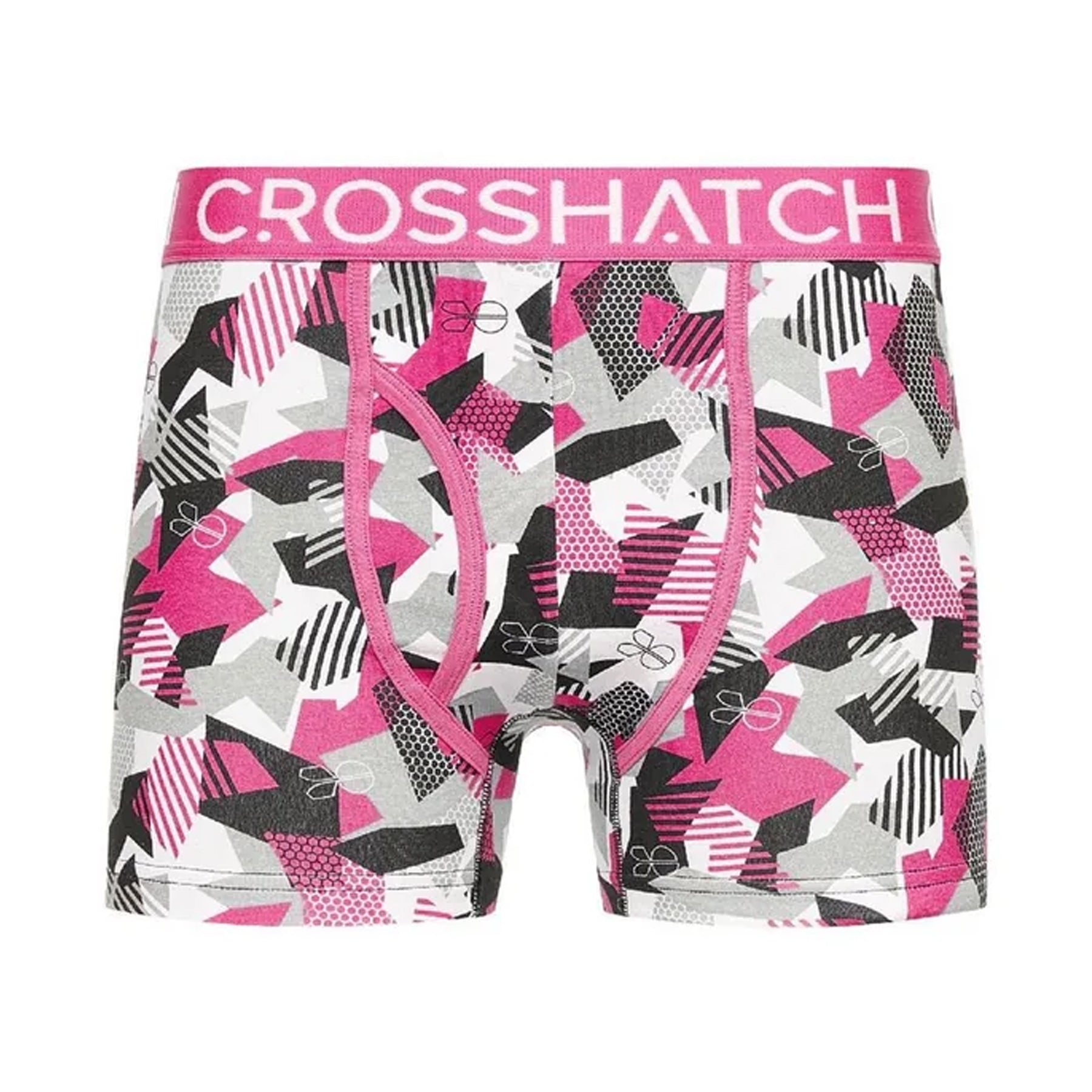 Fuchsia - Back - Crosshatch Mens Crystaline Geometric Boxer Briefs (Pack of 3)