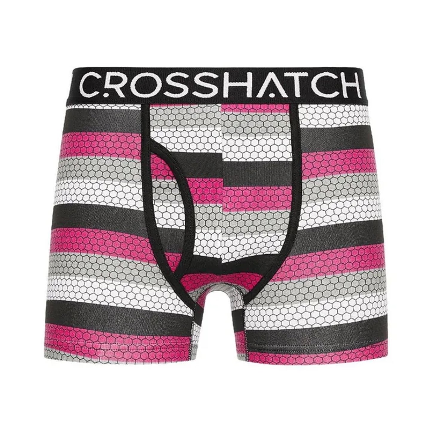 Fuchsia - Lifestyle - Crosshatch Mens Crystaline Geometric Boxer Briefs (Pack of 3)
