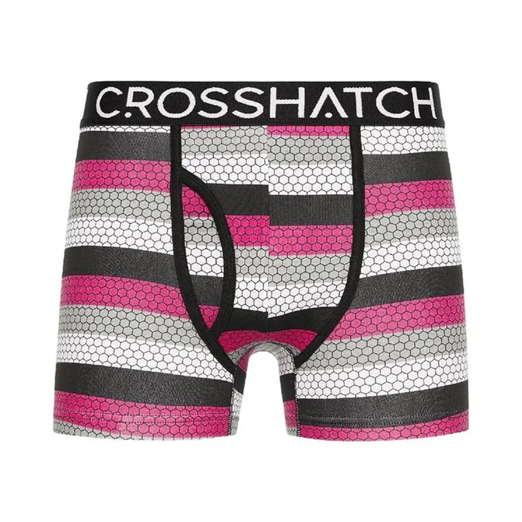 Fuchsia - Lifestyle - Crosshatch Mens Crystaline Geometric Boxer Briefs (Pack of 3)