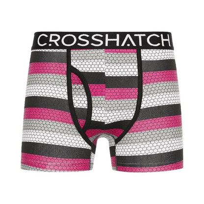 Fuchsia - Lifestyle - Crosshatch Mens Crystaline Geometric Boxer Briefs (Pack of 3)