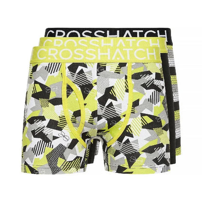 Lime - Front - Crosshatch Mens Crystaline Geometric Boxer Briefs (Pack of 3)