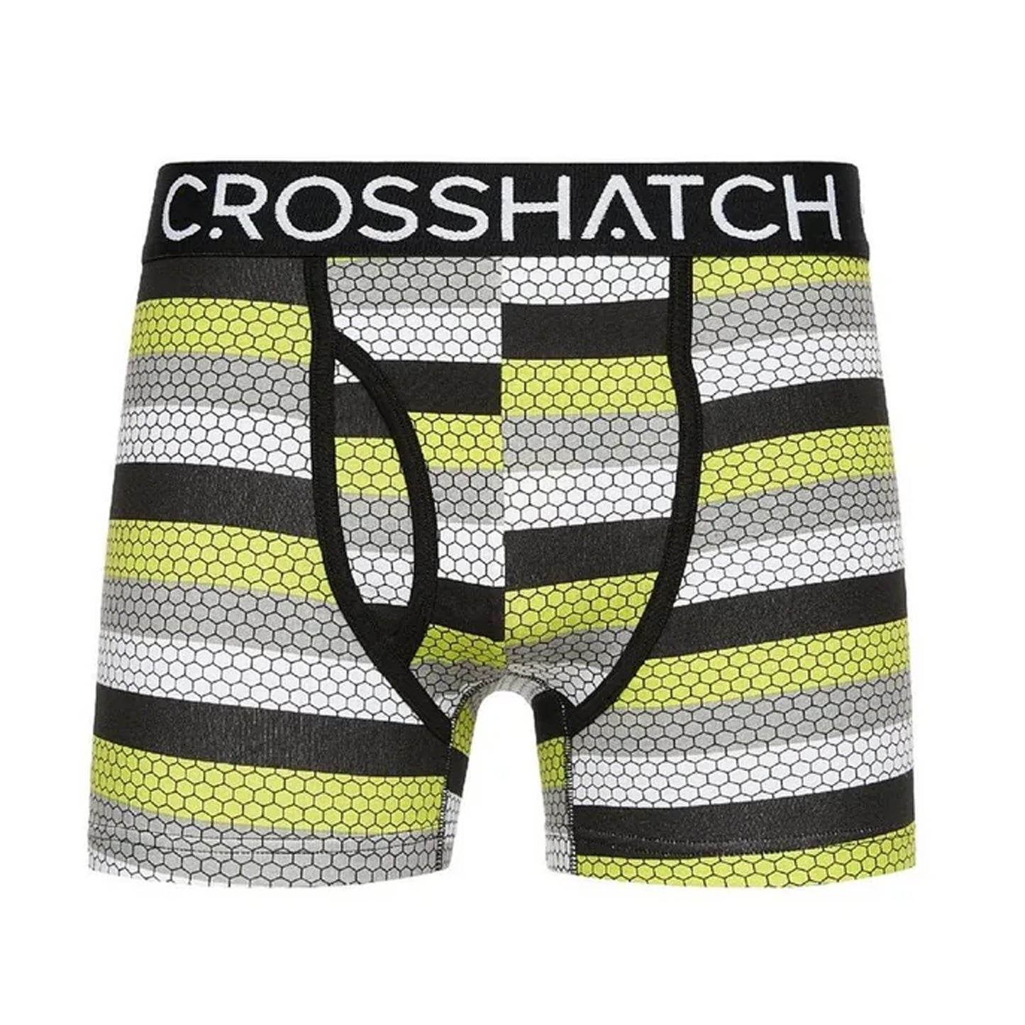 Lime - Side - Crosshatch Mens Crystaline Geometric Boxer Briefs (Pack of 3)