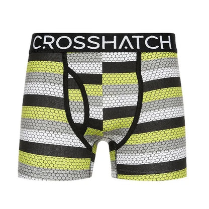 Lime - Side - Crosshatch Mens Crystaline Geometric Boxer Briefs (Pack of 3)