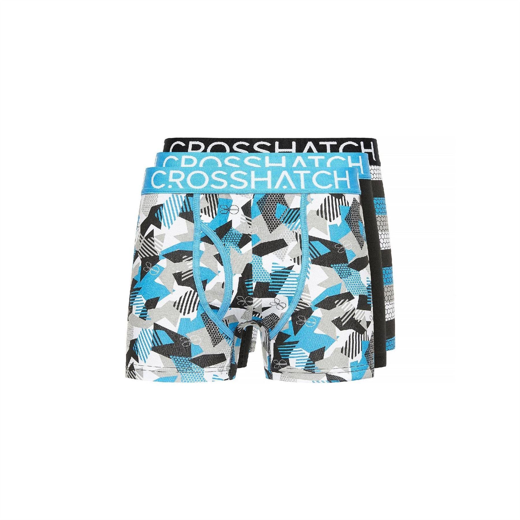 Malibu Blue - Front - Crosshatch Mens Crystaline Geometric Boxer Briefs (Pack of 3)