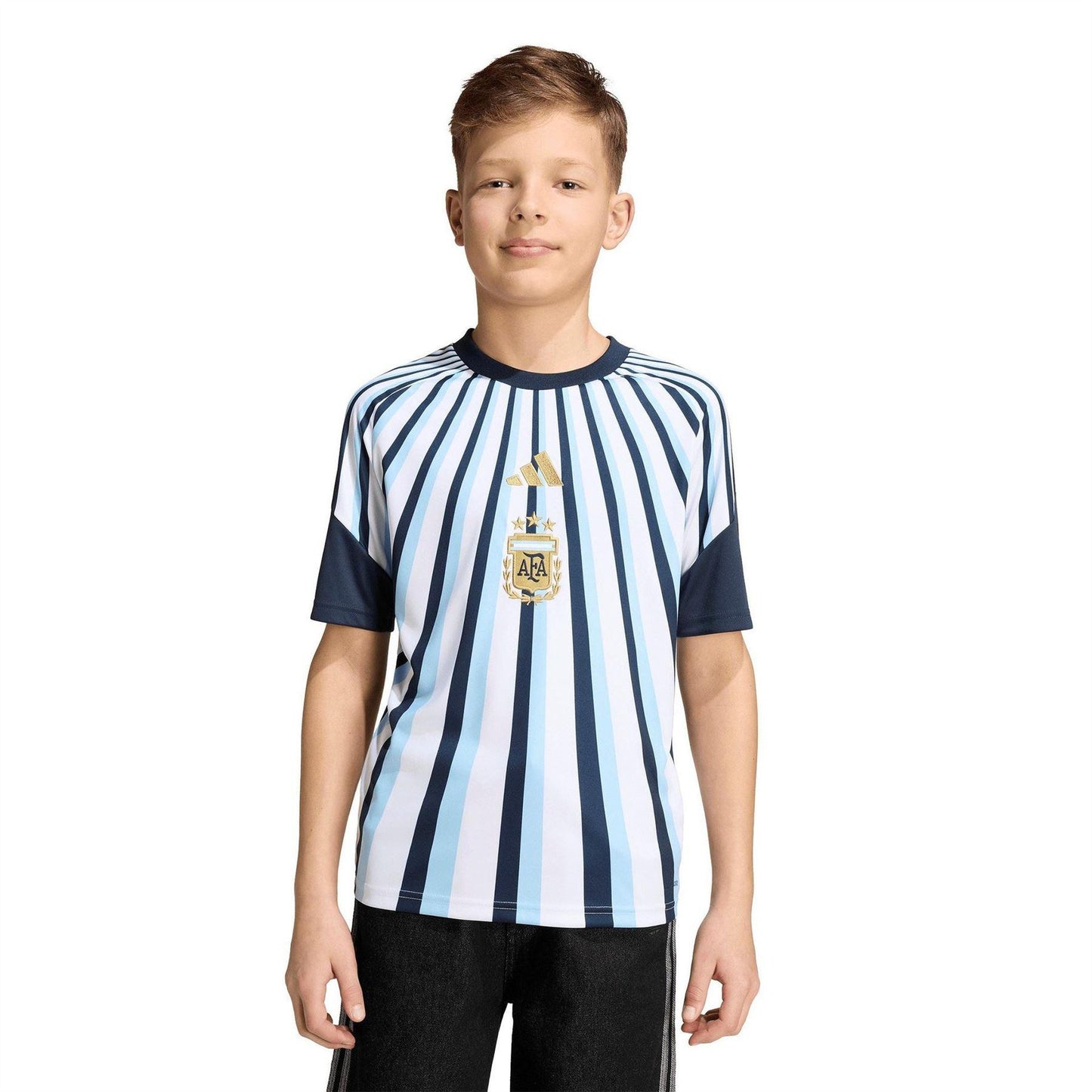 White-Blue - Side - Adidas Childrens-Kids 2026 Pre Match Argentina Football Jersey