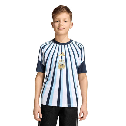 White-Blue - Side - Adidas Childrens-Kids 2026 Pre Match Argentina Football Jersey