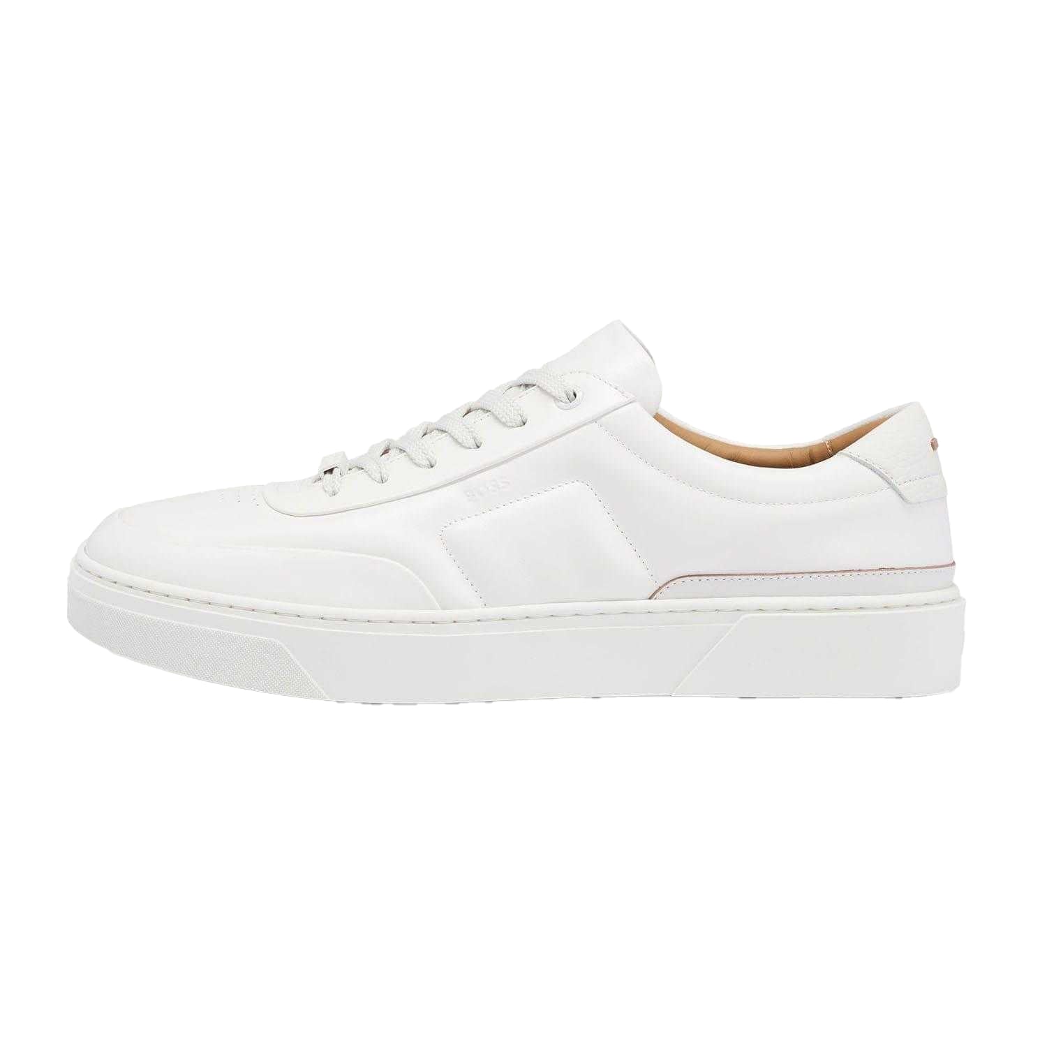White - Back - Hugo Boss Mens Gary Leather Tennis Trainers