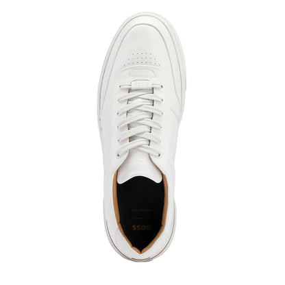 White - Side - Hugo Boss Mens Gary Leather Tennis Trainers