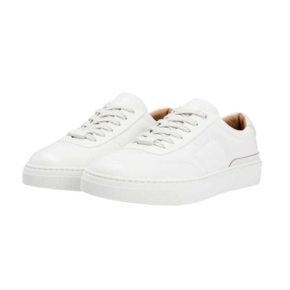 White - Close up - Hugo Boss Mens Gary Leather Tennis Trainers