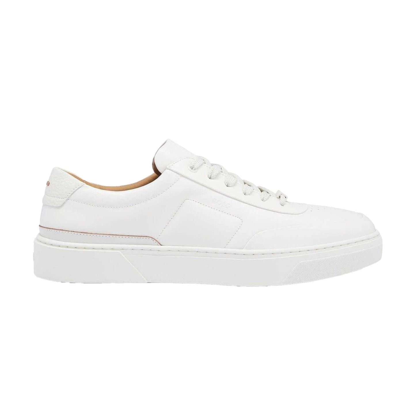 White - Front - Hugo Boss Mens Gary Leather Tennis Trainers