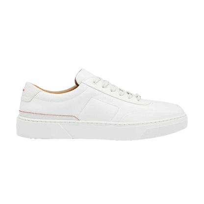 White - Front - Hugo Boss Mens Gary Leather Tennis Trainers
