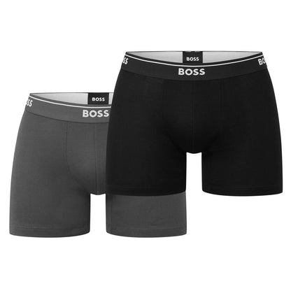 Black-Grey - Front - Boss Mens Boxer Briefs (Pack of 2)