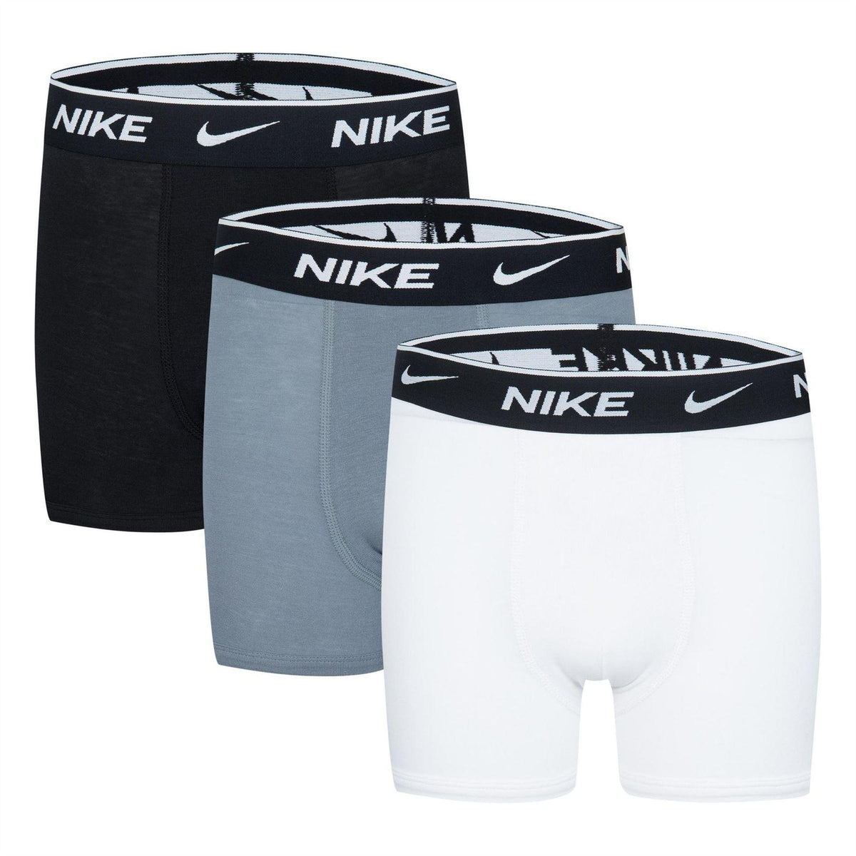Black-White - Front - Nike Boys Logo Cotton Boxer Briefs (Pack of 3)