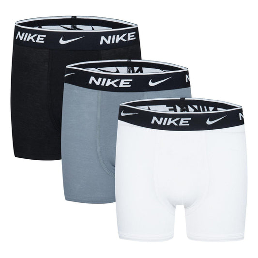 Black-White - Front - Nike Boys Logo Cotton Boxer Briefs (Pack of 3)