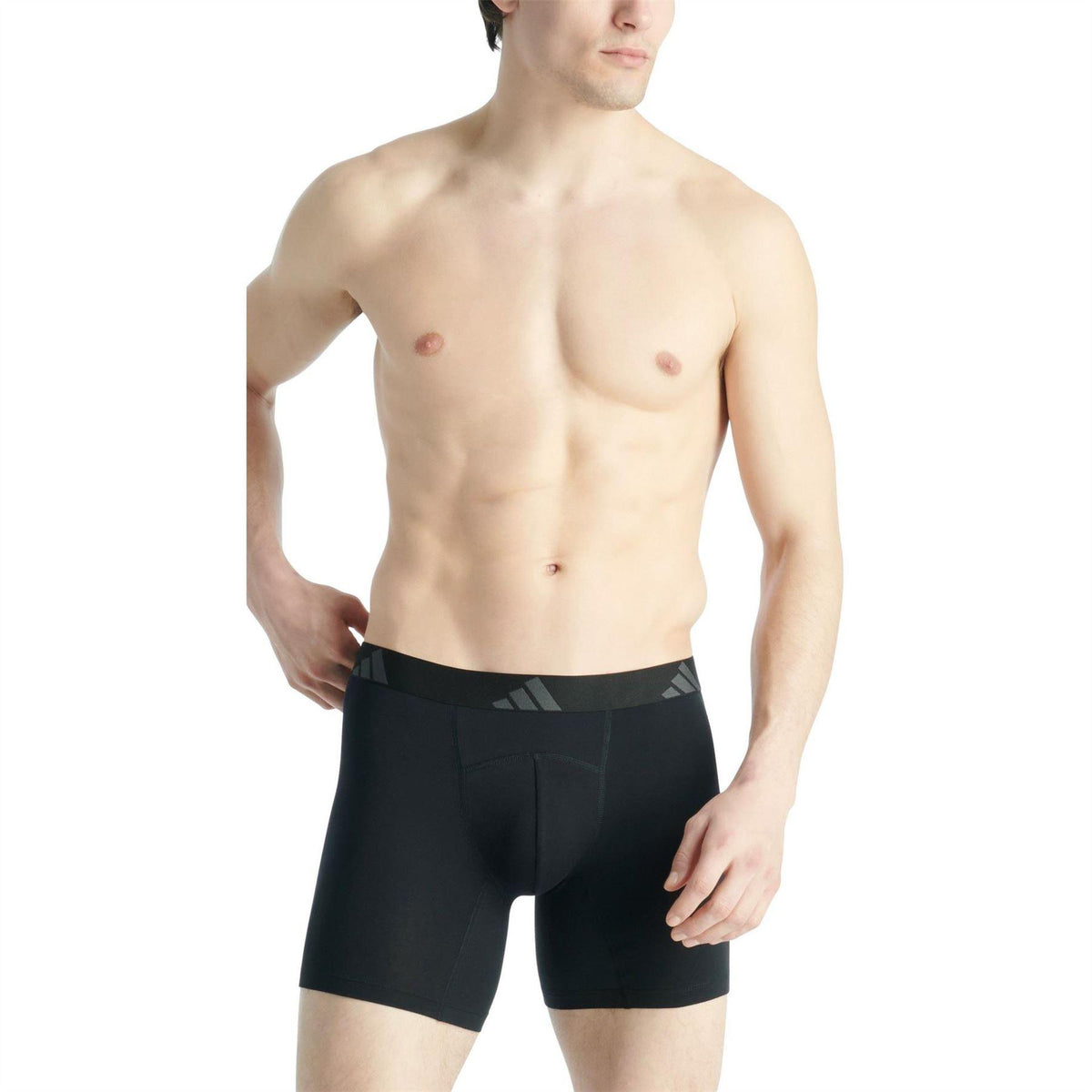 Black - Lifestyle - Adidas Mens Logo Boxer Briefs (Pack of 2)