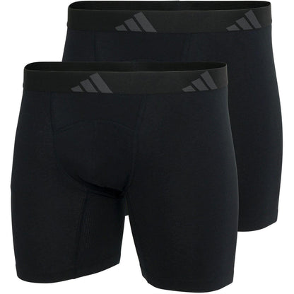 Black - Front - Adidas Mens Logo Boxer Briefs (Pack of 2)