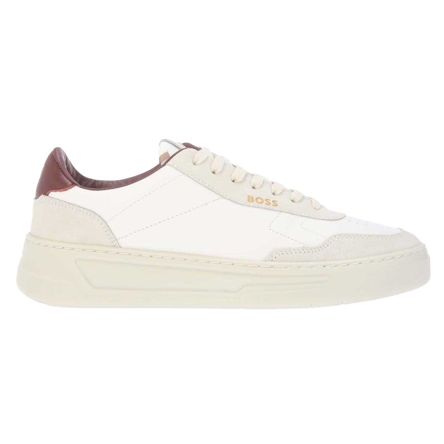 Natural - Side - Boss Mens Baltimore Leather Tennis Trainers