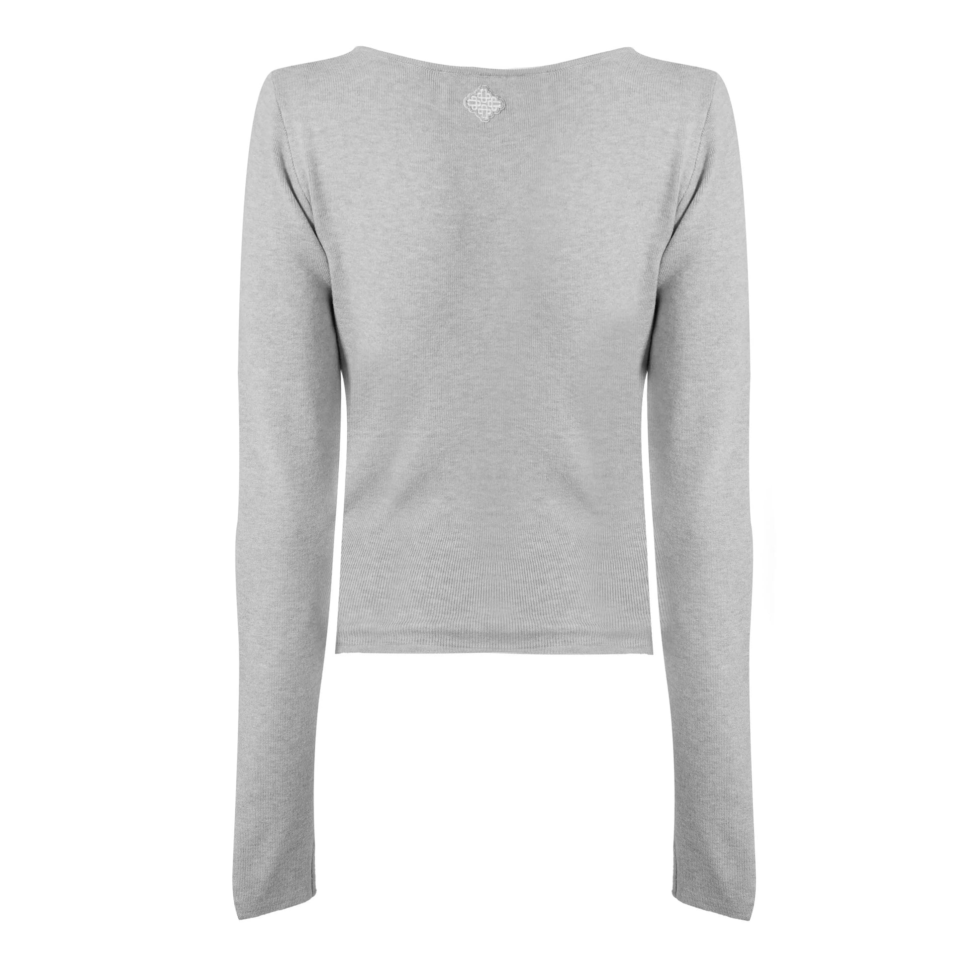 Grey - Back - The Couture Club Womens-Ladies Wrap Long-Sleeved Wrap Top