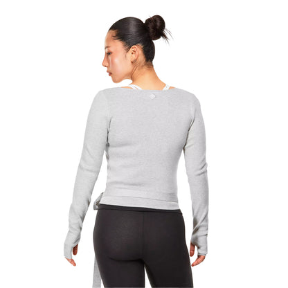 Grey - Lifestyle - The Couture Club Womens-Ladies Wrap Long-Sleeved Wrap Top
