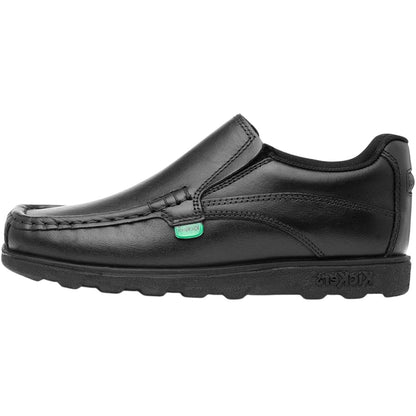 Black - Side - Kickers Boys Fragma Leather School Shoes