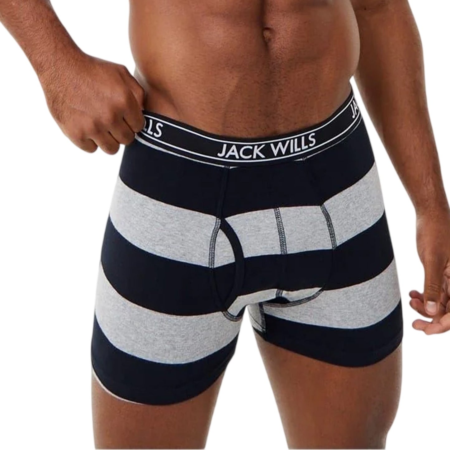 Black - Front - Jack Wills Mens Daundley Stripe Classic Boxer Briefs (Pack of 3)